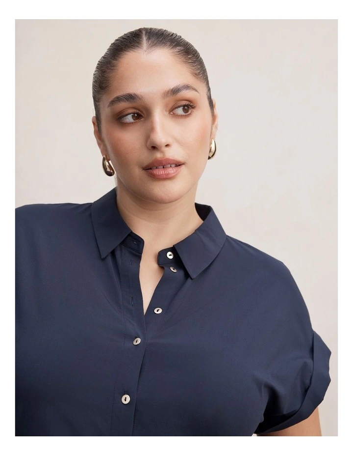 Tia Collar Button Shirt in Navy image 4
