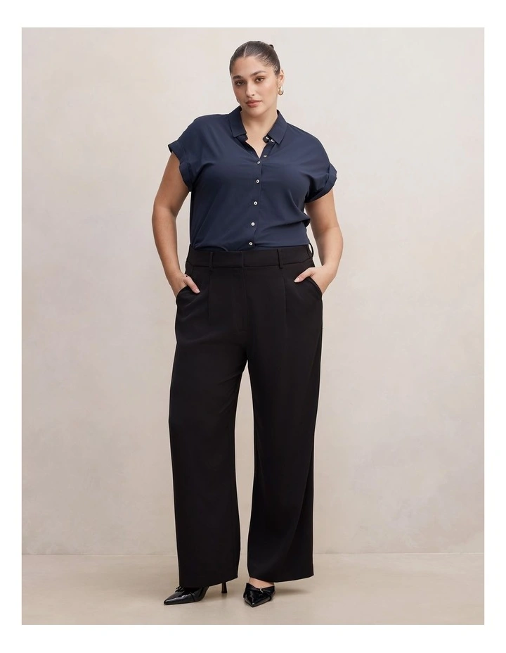 Tia Collar Button Shirt in Navy image 5