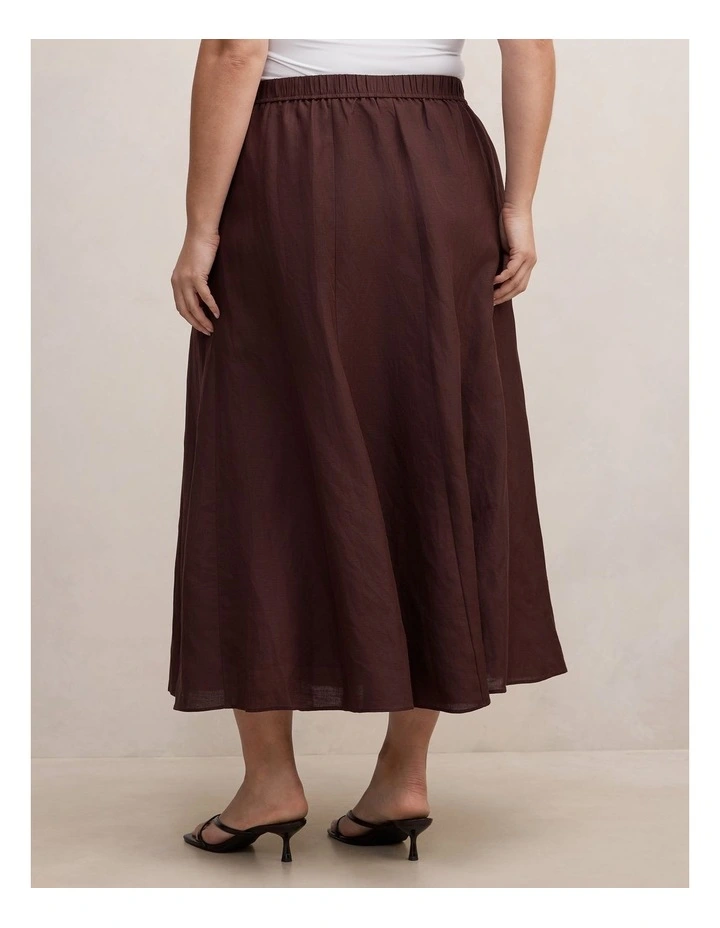 Georgina Linen Blend Midi Skirt in Brown image 2