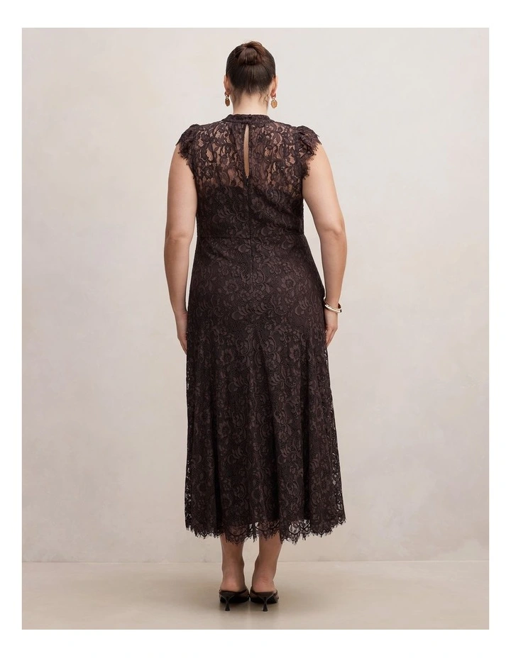 Arielle Lace Midi Dress in Brown image 2