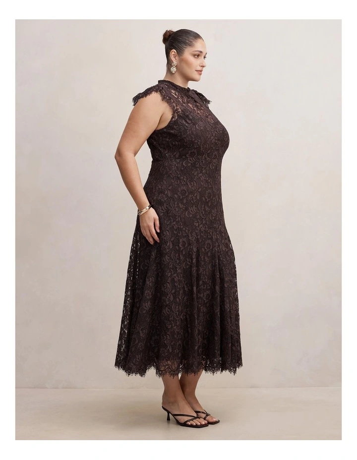 Arielle Lace Midi Dress in Brown image 3