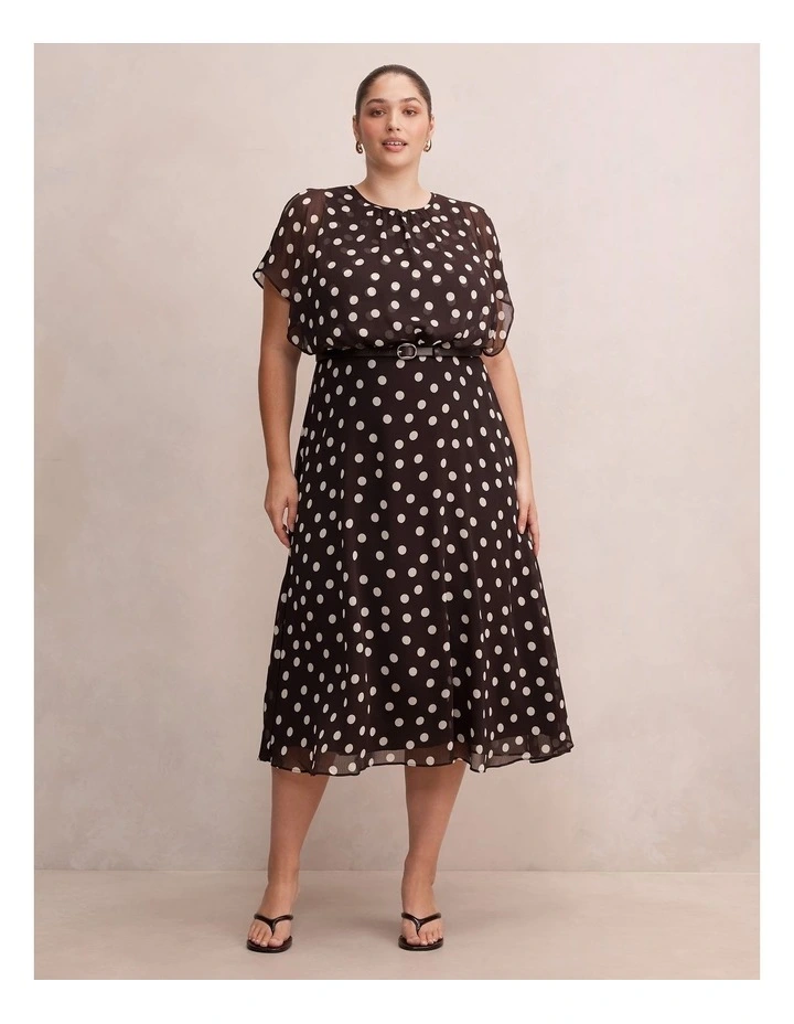 Dalton Flutter Sleeves Midi Dress in Multi image 1