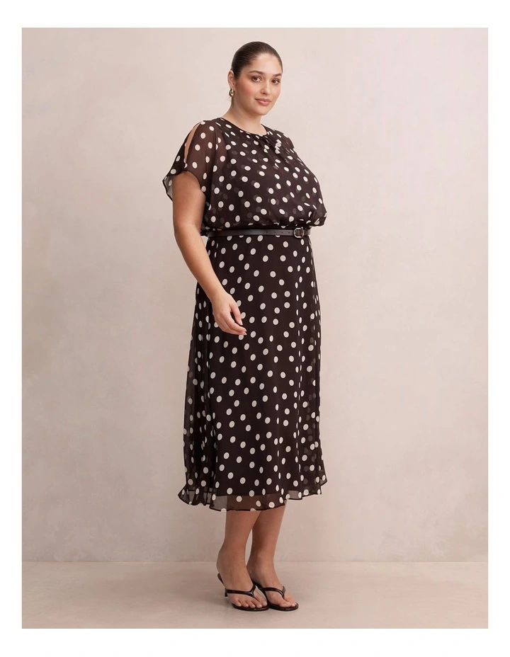 Dalton Flutter Sleeves Midi Dress in Multi image 3