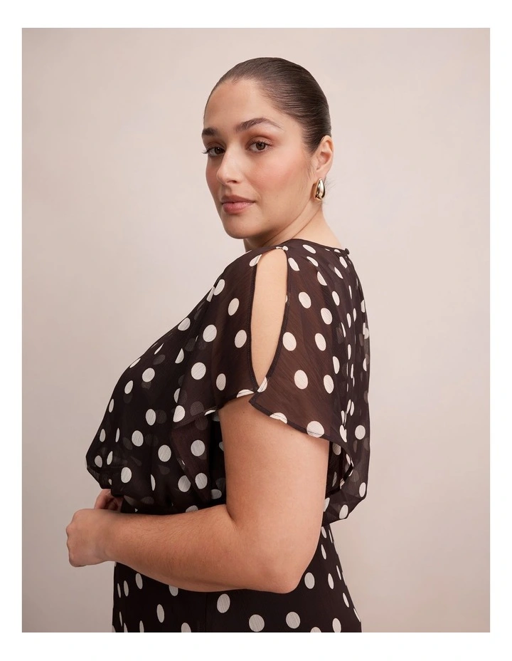 Dalton Flutter Sleeves Midi Dress in Multi image 4