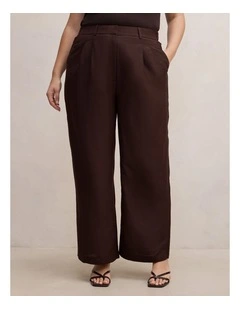 Eva Linen Wide Leg Pants in Brown