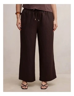 Lily Linen Drawstring Pants in Chocolate