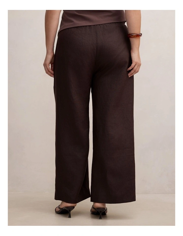 Lily Linen Drawstring Pants in Chocolate image 2