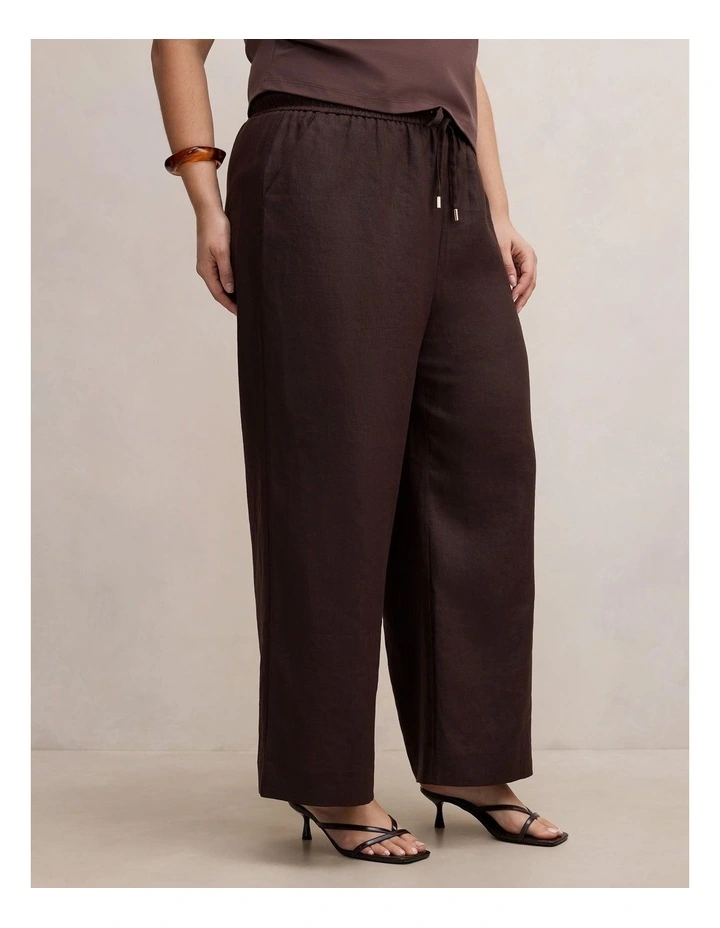 Lily Linen Drawstring Pants in Chocolate image 3