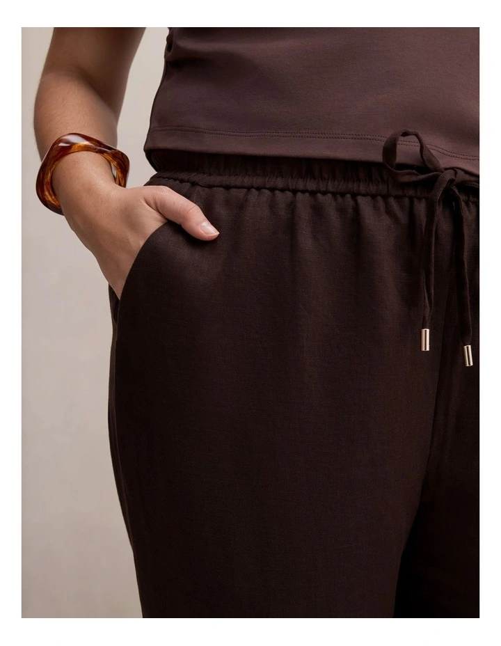 Lily Linen Drawstring Pants in Chocolate image 4