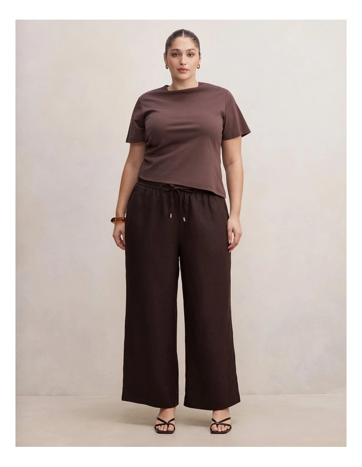 Lily Linen Drawstring Pants in Chocolate image 5