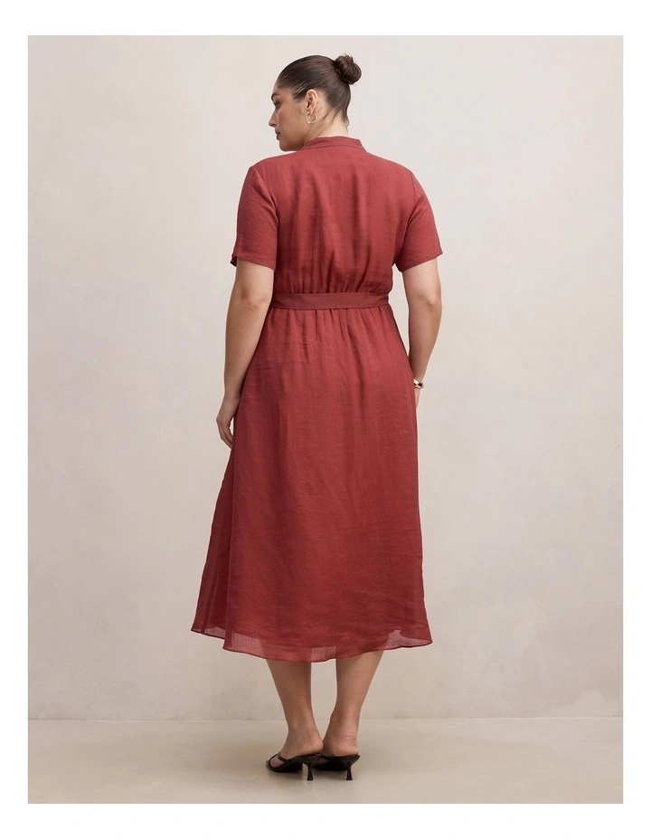 Therese Short Sleeves Midi Dress in Red image 2