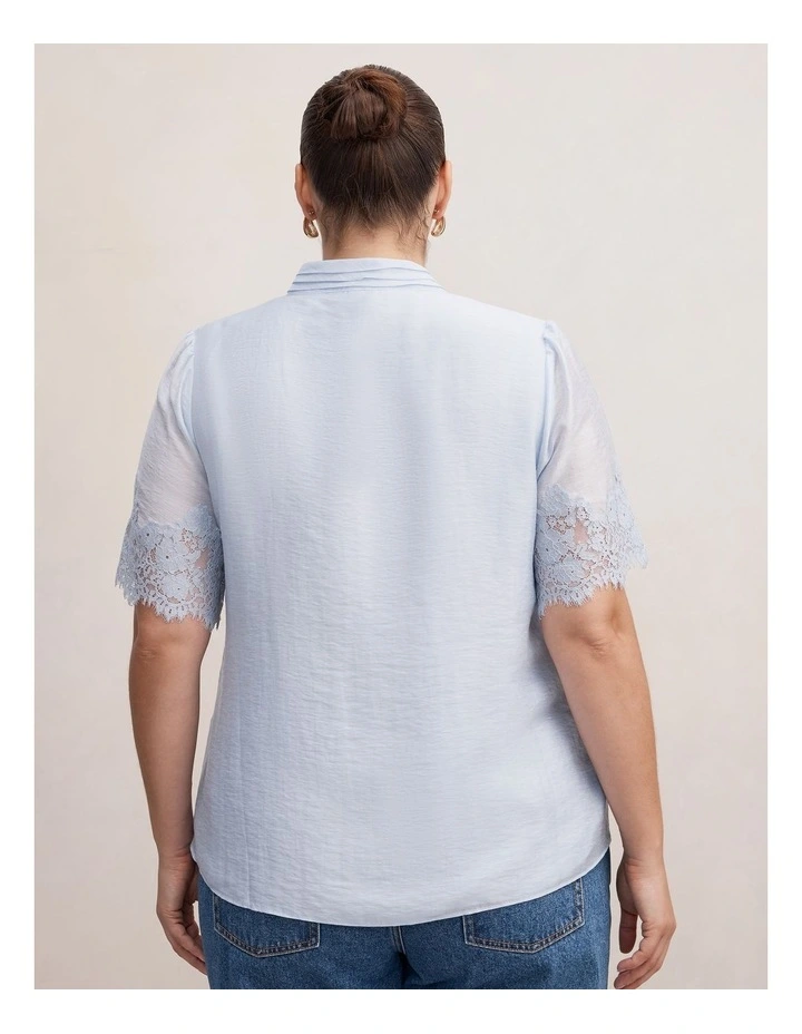 Ana Lace Detail Blouse in Blue image 2
