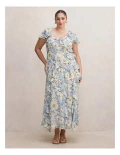 Elly Ruffle Maxi Dress in Multi
