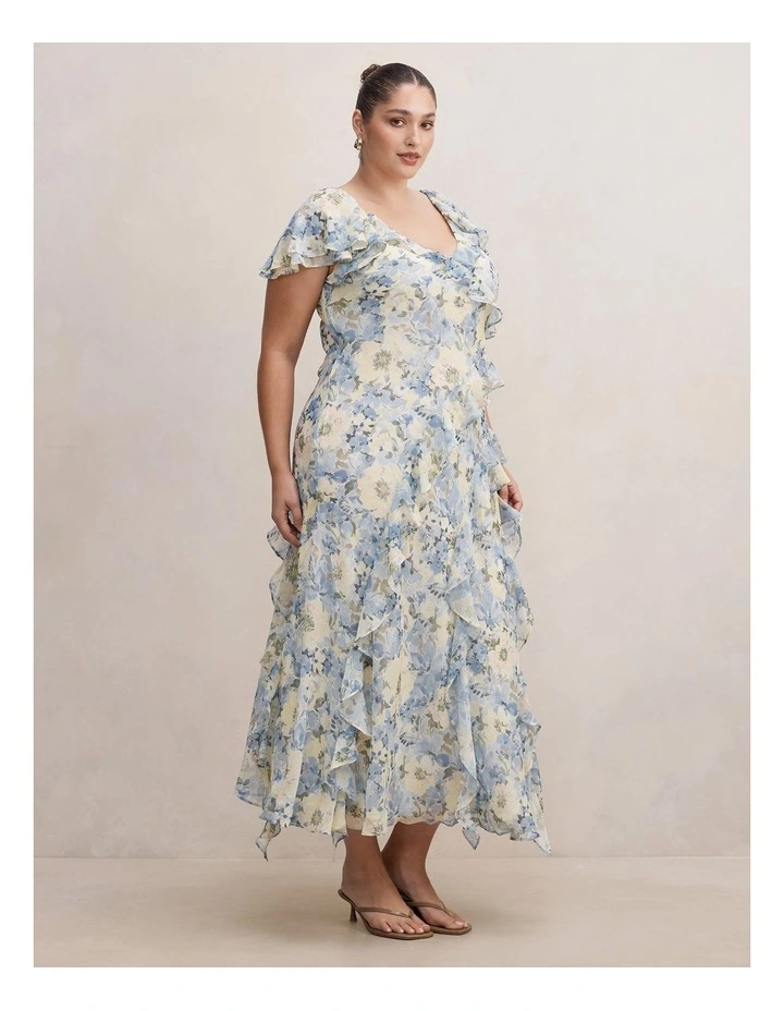 Elly Ruffle Maxi Dress in Multi image 3