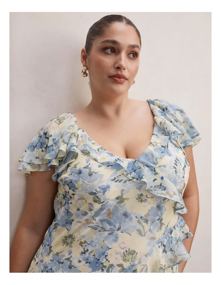 Elly Ruffle Maxi Dress in Multi image 4