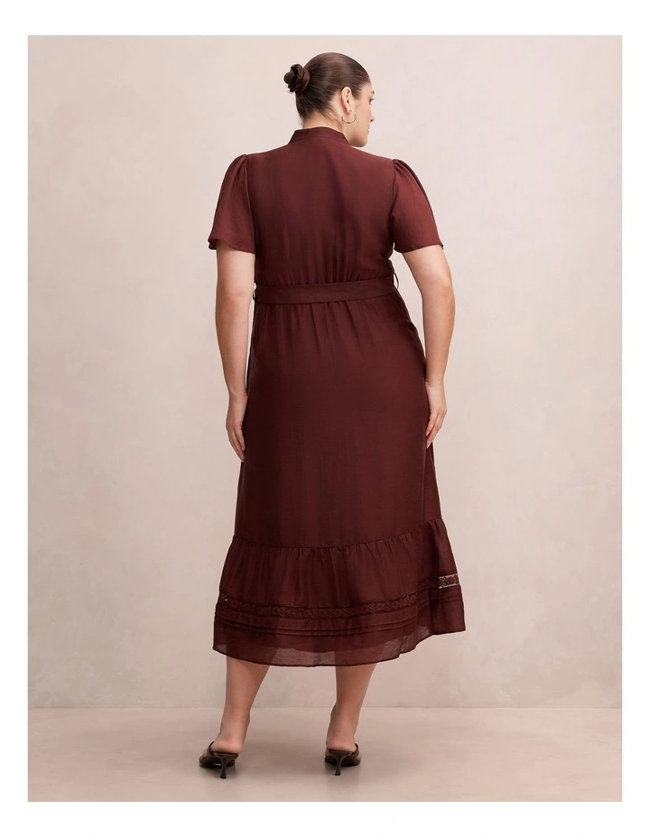 Rachel Lace Trim Midi Dress in Chocolate image 2
