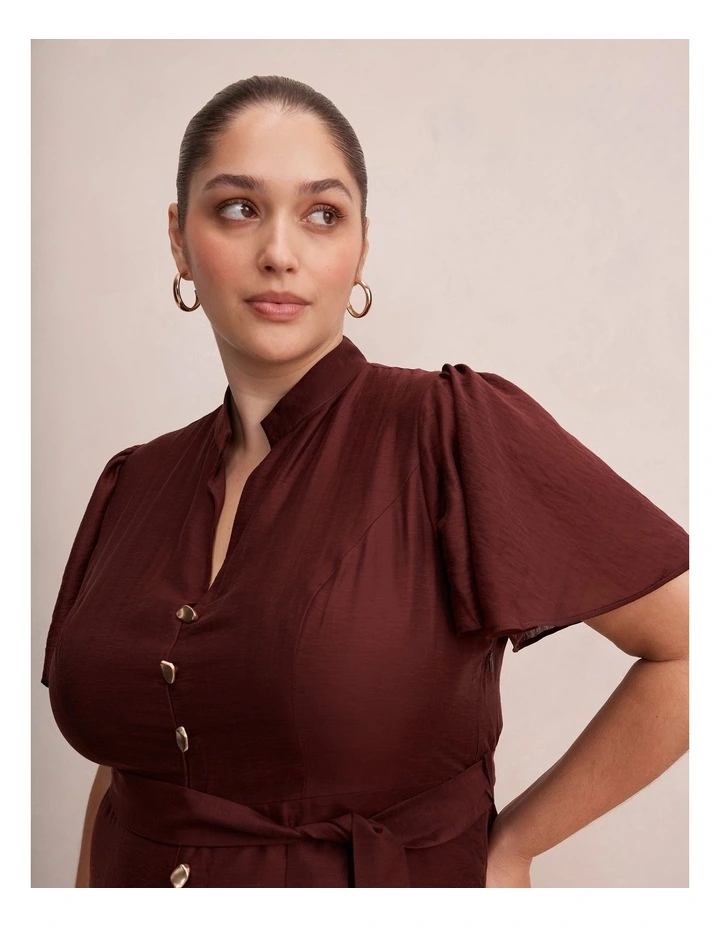 Rachel Lace Trim Midi Dress in Chocolate image 4