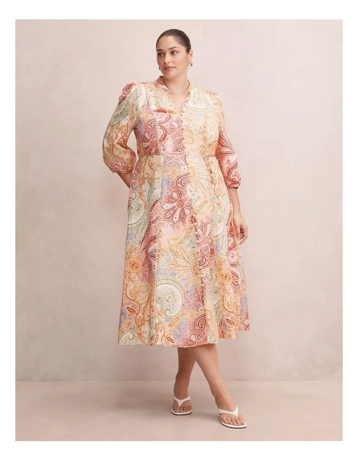 Halle Printed Midi Dress in Multi image 1
