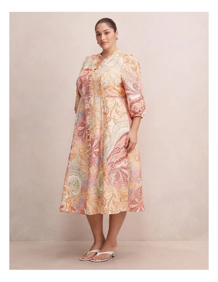 Halle Printed Midi Dress in Multi image 3