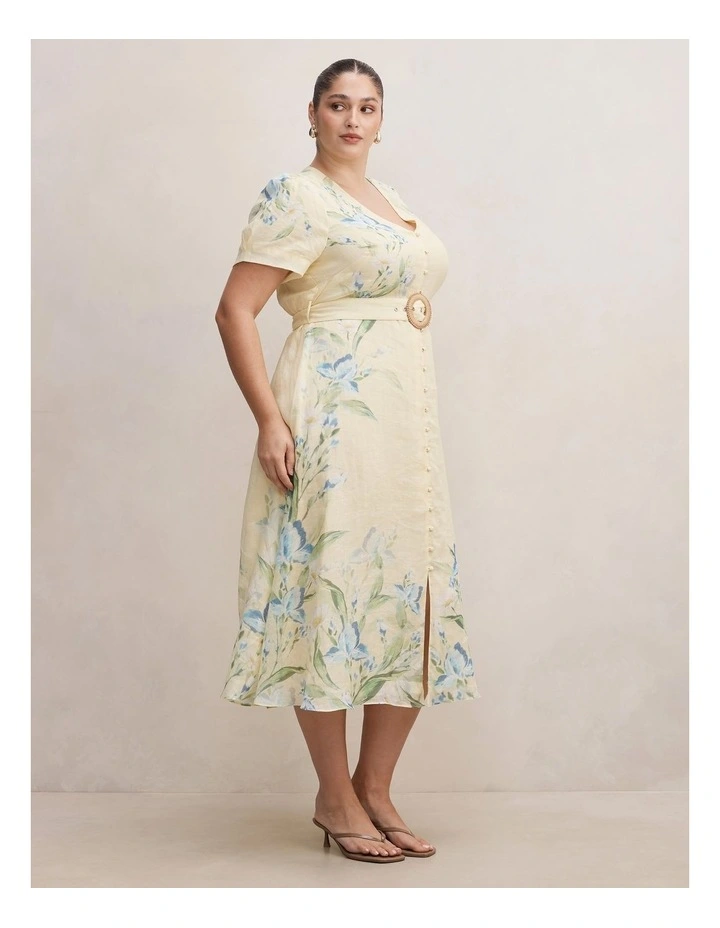 Calissa V-Neck Short Sleeves Midi Dress in Yellow image 3