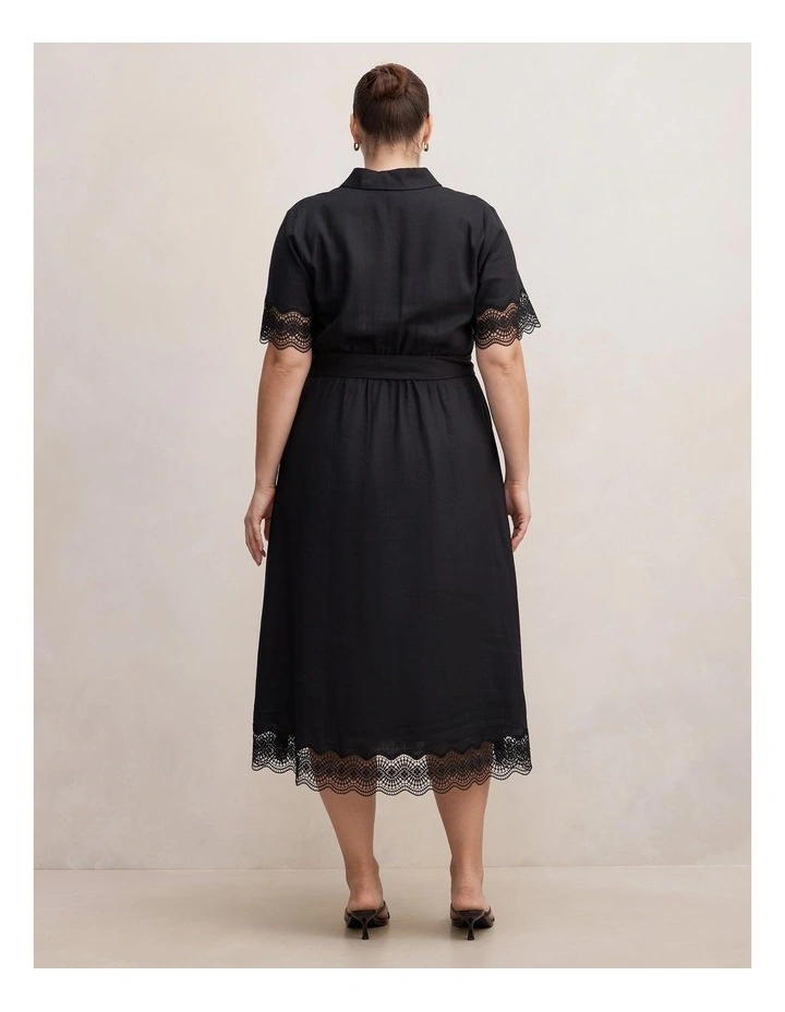 Eliana Lace Trim Midi Dress in Black image 2