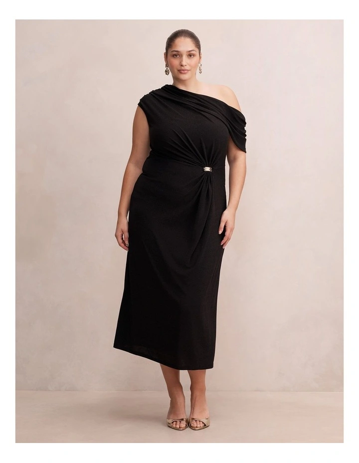 Winona Off Shoulder Jersey Maxi Dress in Black image 1