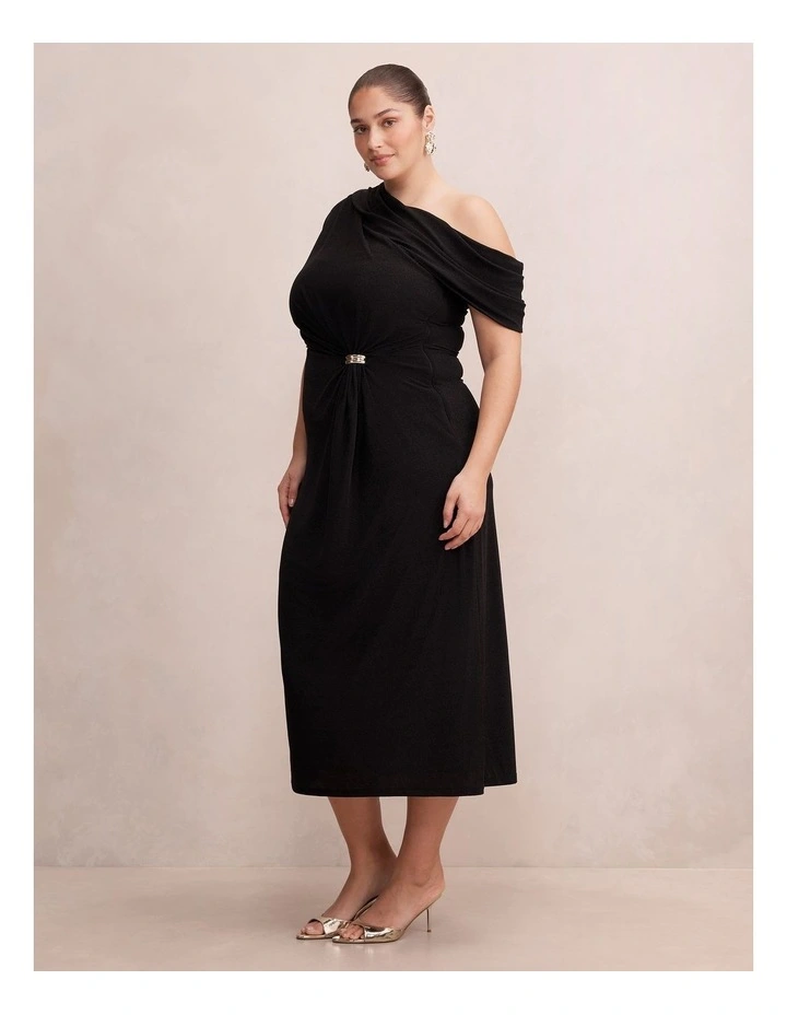Winona Off Shoulder Jersey Maxi Dress in Black image 3