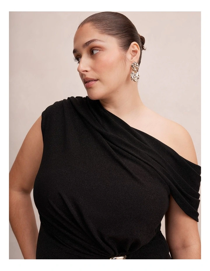 Winona Off Shoulder Jersey Maxi Dress in Black image 4