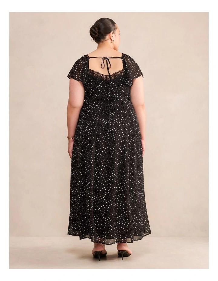Nia Lace Trim Midi Dress in Black image 2