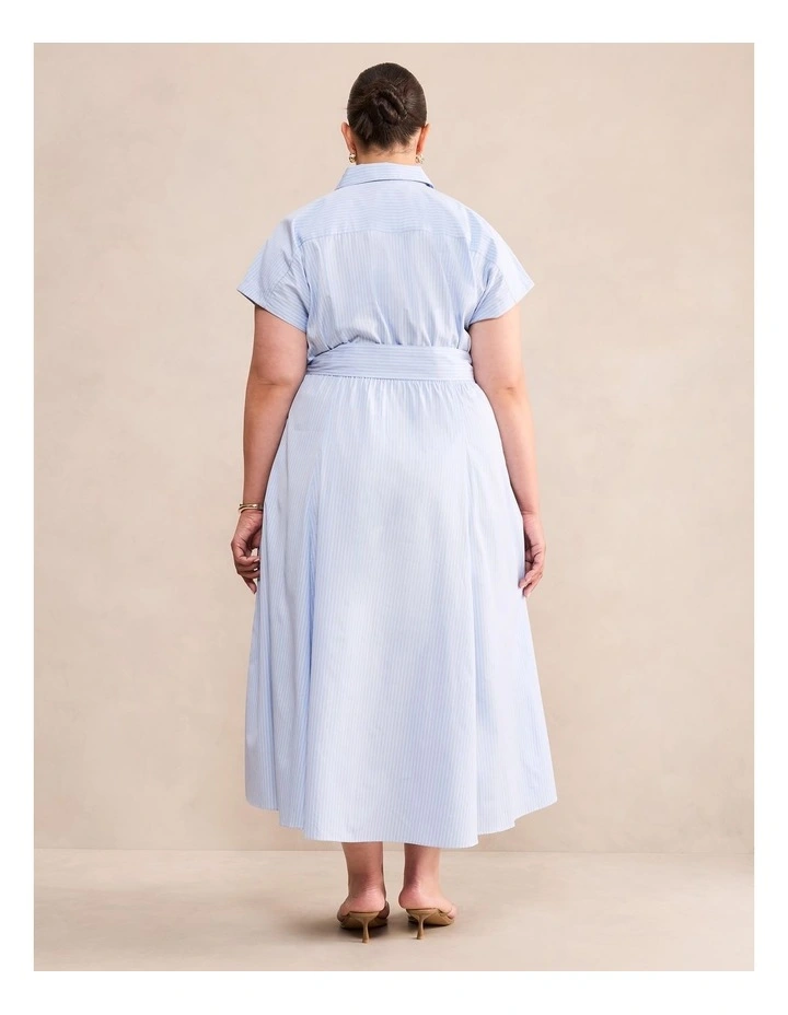 Mina Striped Shirt Midi Dress in Blue image 2