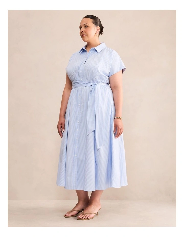 Mina Striped Shirt Midi Dress in Blue image 3