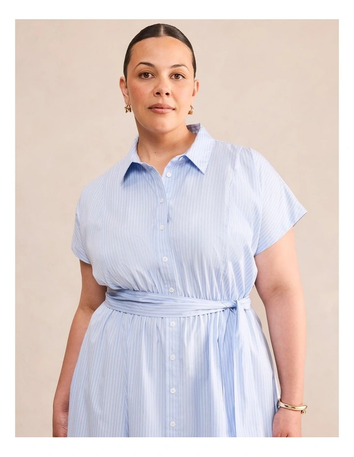 Mina Striped Shirt Midi Dress in Blue image 4