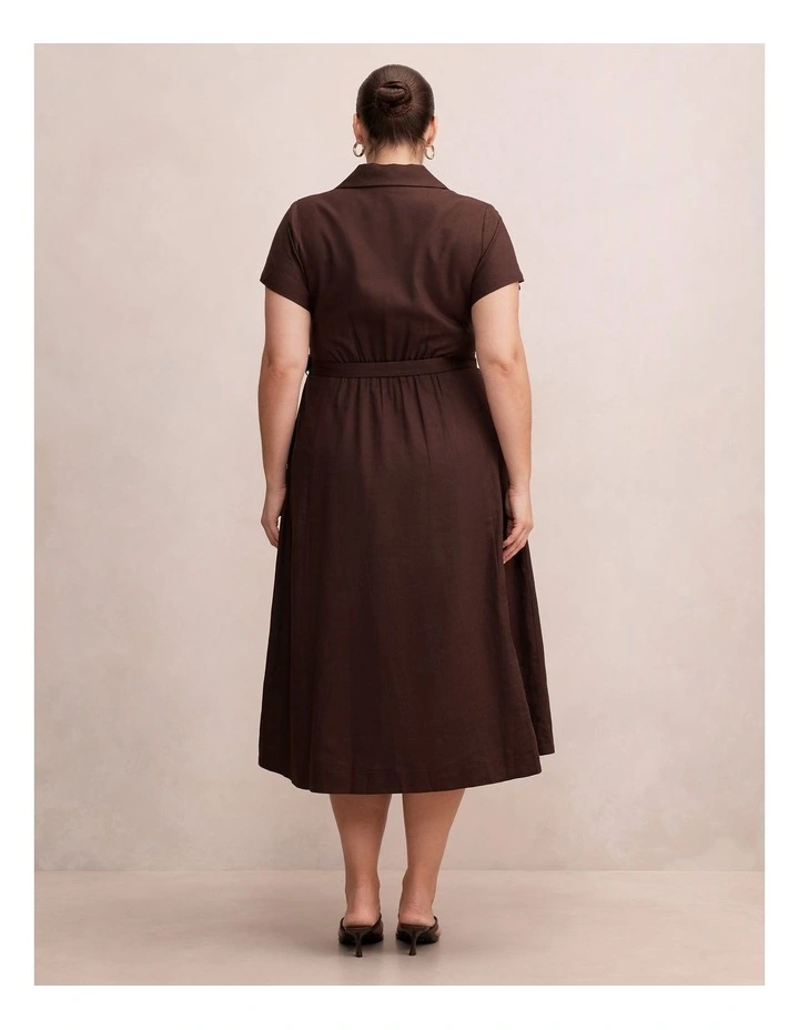 Phillipa Collared Button Midi Dress in Brown image 2
