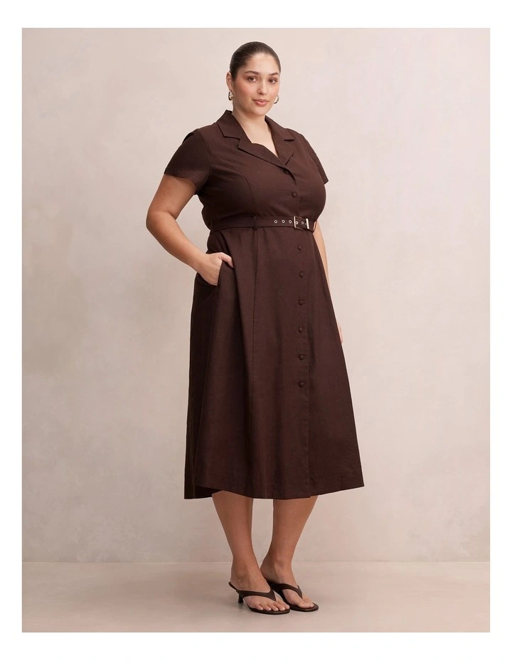 Phillipa Collared Button Midi Dress in Brown image 3