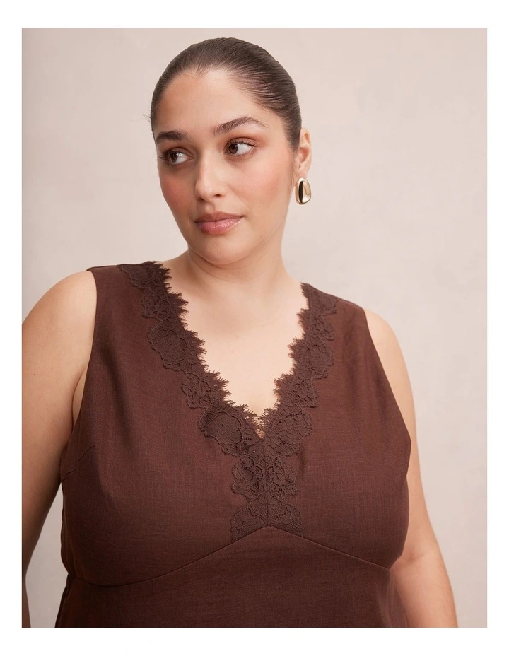 Zali Lace Linen Mini Dress in Brown image 4