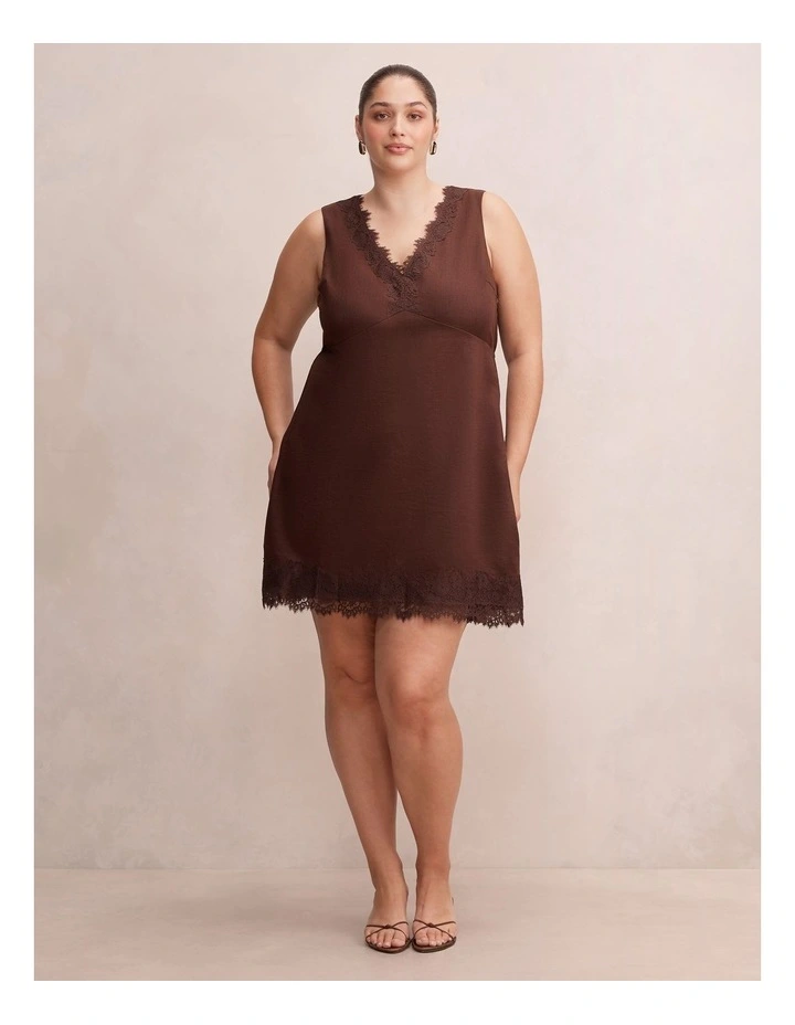 Zali Lace Linen Mini Dress in Brown image 5