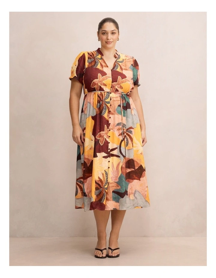 Mia Midi Shirt Dress in Multi image 1