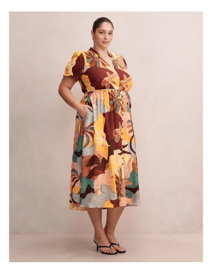 Mia Midi Shirt Dress in Multi image 3