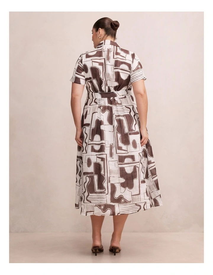 Joy Short Sleeves Midi Dress in Brown image 2