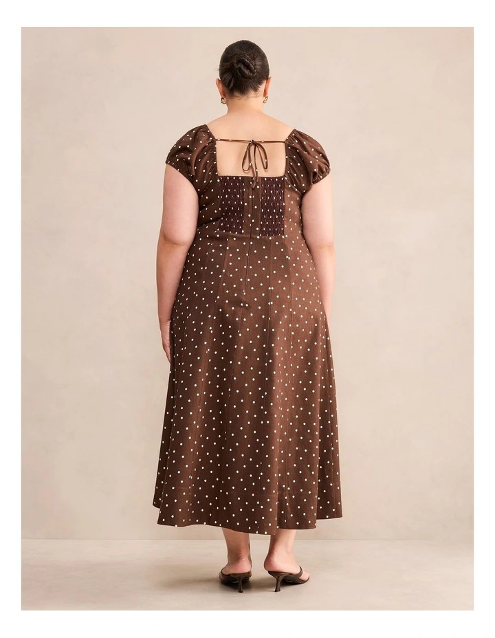 Sadie Linen Midi Dress in Brown image 2
