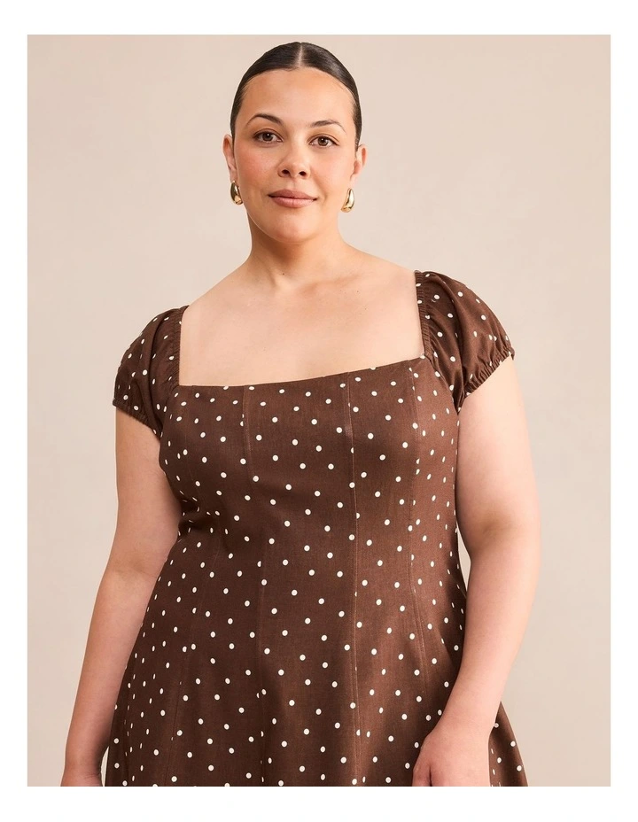 Sadie Linen Midi Dress in Brown image 4