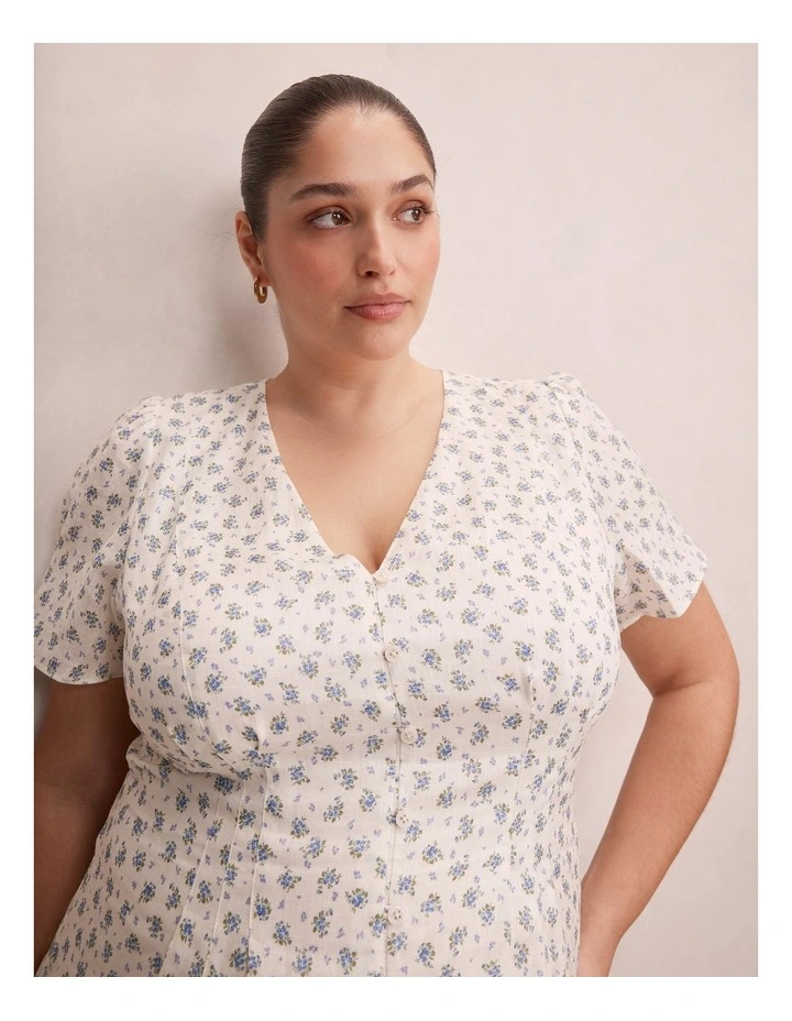 Saffia Pintuck Linen Mini Dress in Multi image 4