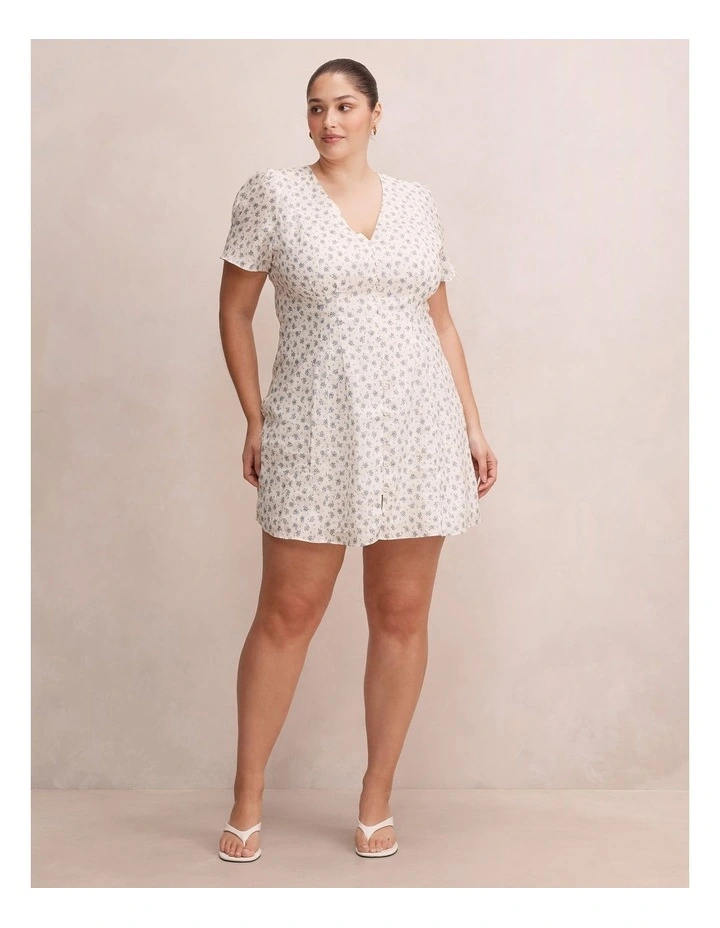 Saffia Pintuck Linen Mini Dress in Multi image 5