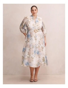 Irena Printed Midi Dress in Cream