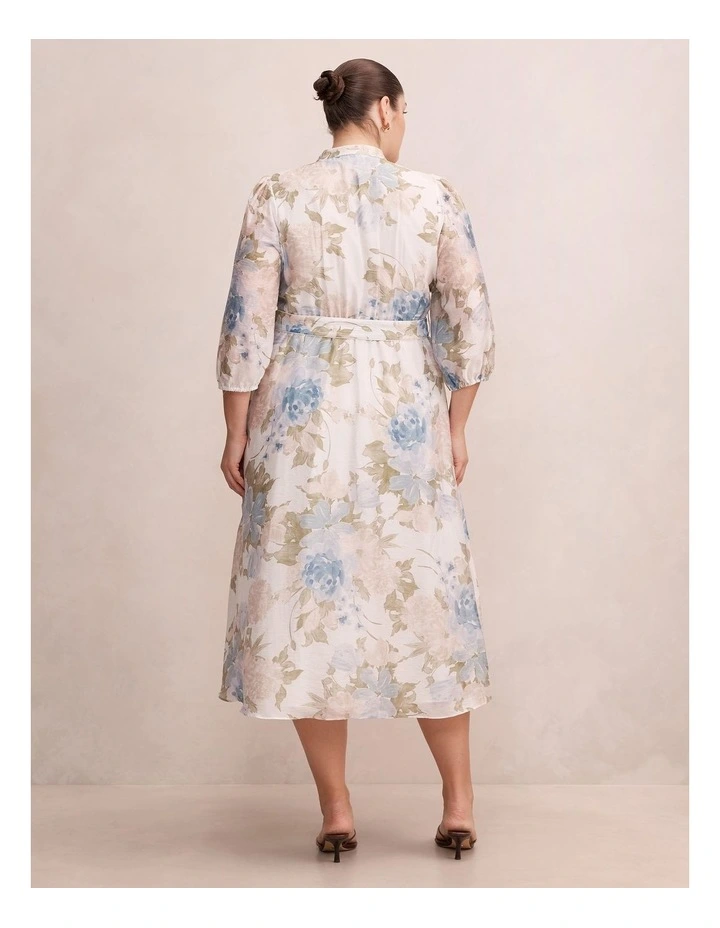 Irena Printed Midi Dress in Cream image 2