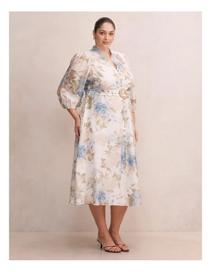 Irena Printed Midi Dress in Cream image 3