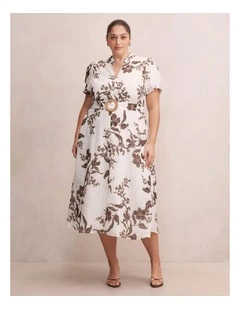 Bree Shirt Midi Dress in Cream