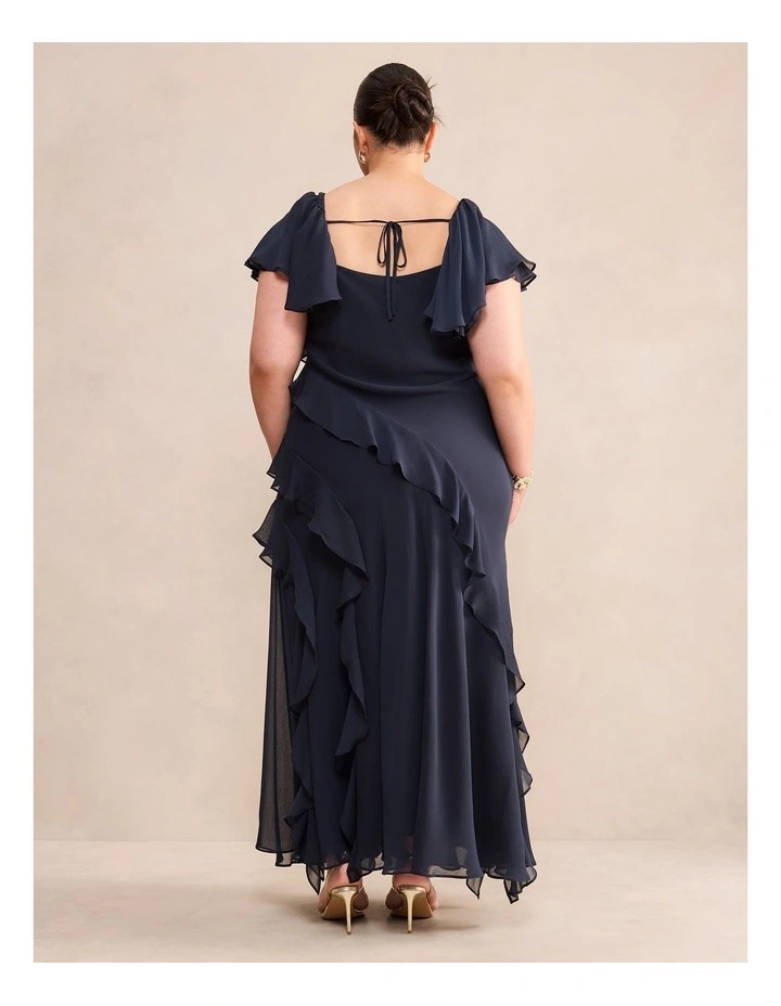 Elly Ruffle Maxi Dress in Navy image 2