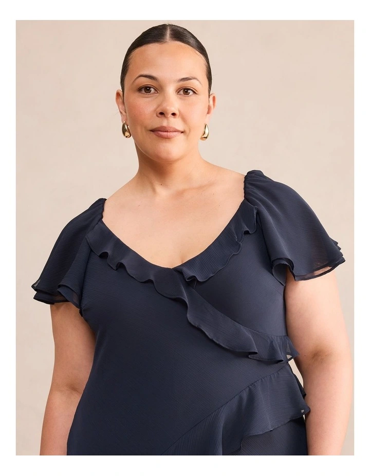 Elly Ruffle Maxi Dress in Navy image 4
