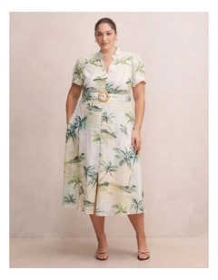 Bree Printed Shirt Midi Dress in Multi